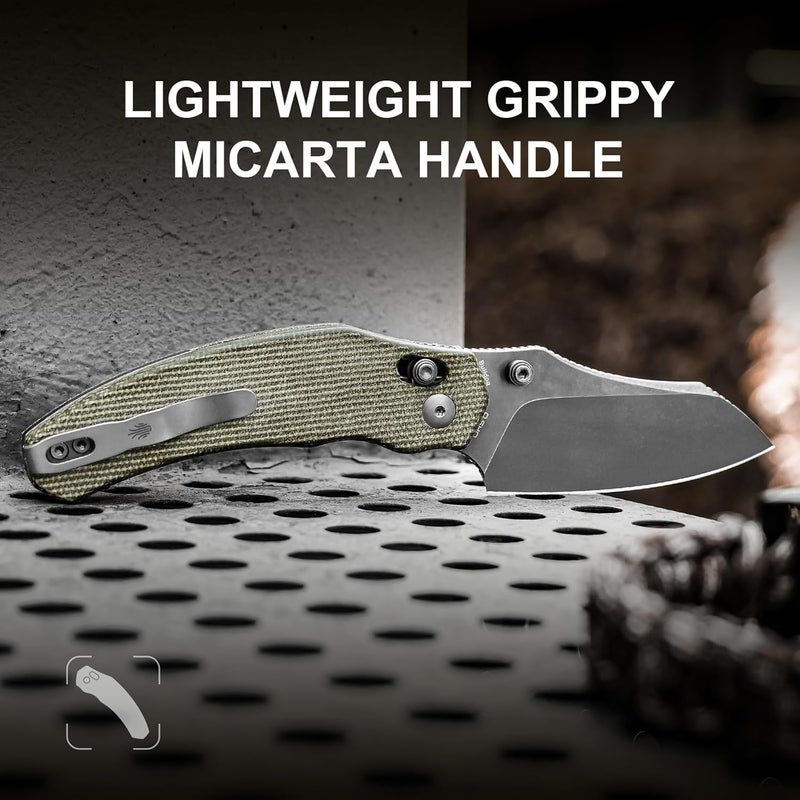 KIZER سكين جيب بولدوج، 3 إن شفرات نيترو V سكين طي مقبض ميكارا للتخييم والصيد مع مشبك قابل للعكس، قفل قلاب سكاكين صغيرة EDC للرجال والنساء V3672A3 - Image 3